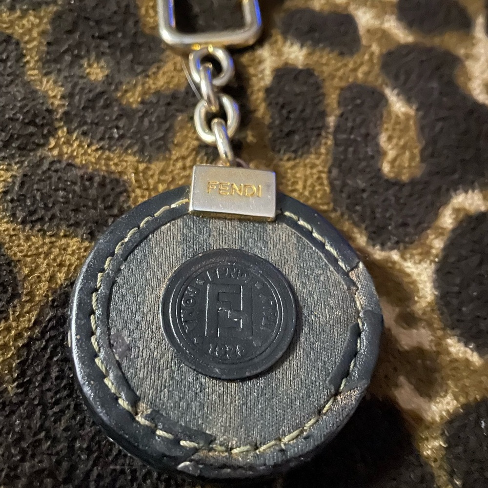 Fendi Black Leather Key Holder with Logo